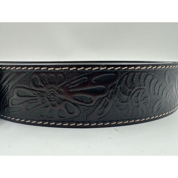 BS118 Genuine Full Grain Western Floral Engraved Tooled Leather Belt Strap Sz 46 - Picture 2 of 4